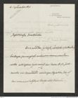 Nachlass Franz Steindachner, Brief von Heinrich Lützow an Franz Steindachner (16.09.1911), Inv.Nr. 318.01, Seite 1